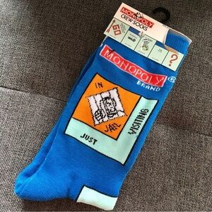 Novelty “Monopoly” Money Game Crew Socks, Blue, Green, Unisex